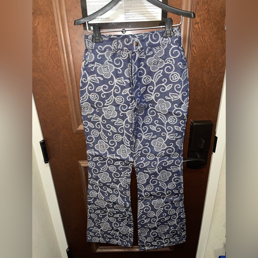 NWT Authentic Vintage Bell Bottom Floral Patterned Pants Sz 11/12